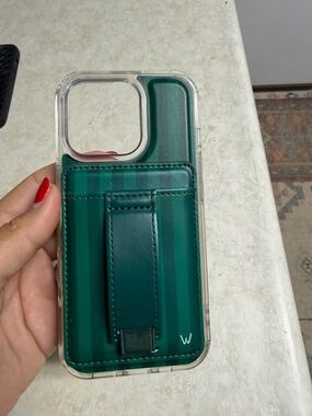 Walli Green Stripe Phone Wallet Case with Card Holder